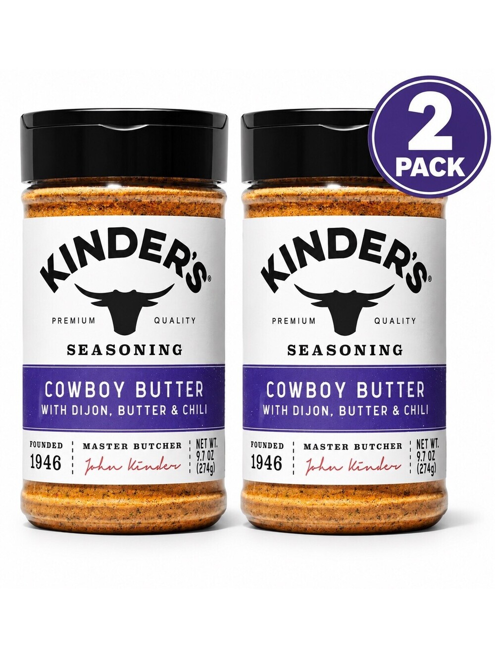 Kinder’s Cowboy Butter Seasoning 9.7 oz 2 Pack Dijon Butter Chili Spice NEW